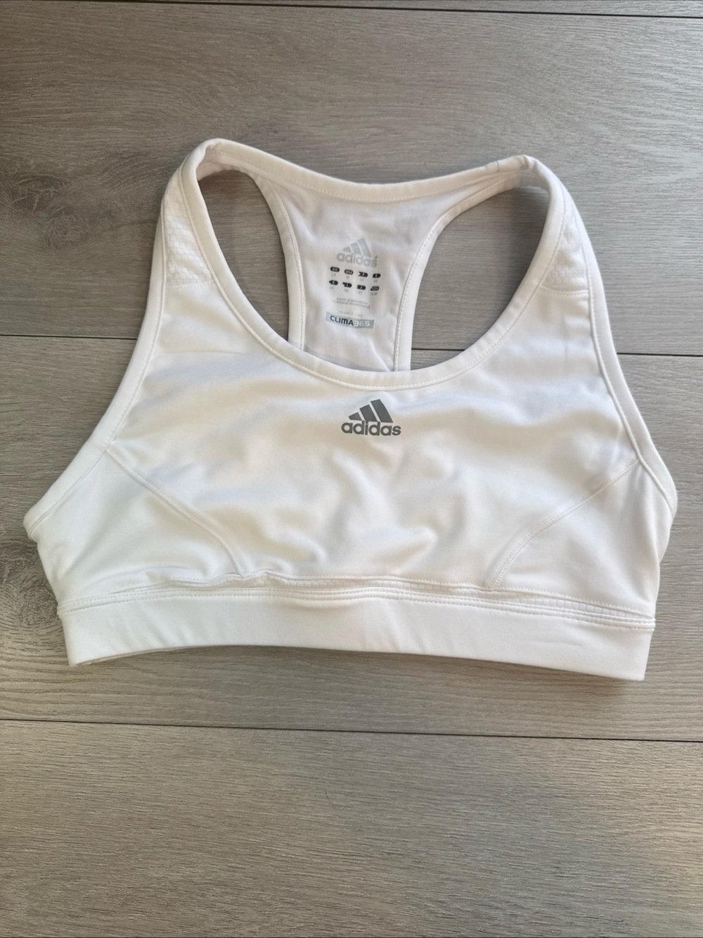 adidas White Performance Sports Bra with Mesh Detail
